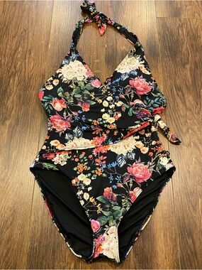 Floral one piece bathing suit